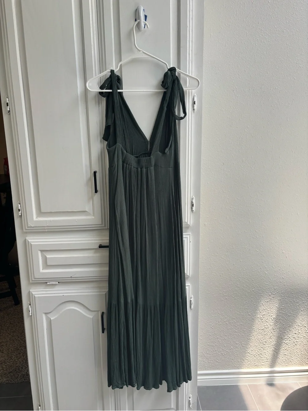 Abercrombie & Fitch Olive Green Tie-Shoulder Maxi Dress
